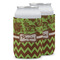 Green & Brown Toile & Chevron Can Cooler (12 oz) w/ Name or Text