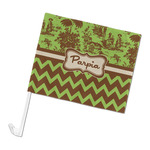 Green & Brown Toile & Chevron Car Flag - Large (Personalized)