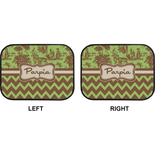 Green & Brown Toile & Chevron Car Floor Mats (Back Seat) (Approval)