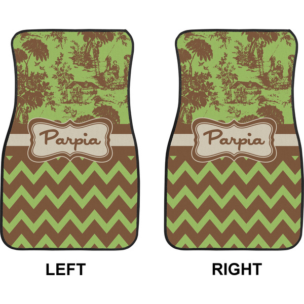 Green & Brown Toile & Chevron Car Mat Front - Approval