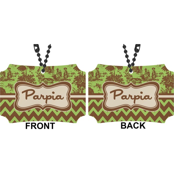 Green & Brown Toile & Chevron Car Ornament - Berlin (Approval)