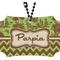 Green & Brown Toile & Chevron Rear View Mirror Ornament (Personalized)