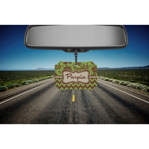 Green & Brown Toile & Chevron Car Ornament - Berlin (Road)