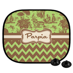 Green & Brown Toile & Chevron Car Side Window Sun Shade (Personalized)
