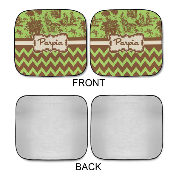 Green & Brown Toile & Chevron Car Sun Shades - APPROVAL