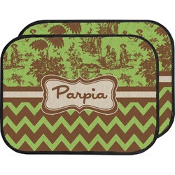 Green & Brown Toile & Chevron Car Floor Mats (Back Seat) (Personalized)