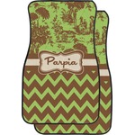 Green & Brown Toile & Chevron Car Floor Mats (Front Seat) (Personalized)