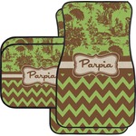 Green & Brown Toile & Chevron Car Floor Mats Set - 2 Front & 2 Back (Personalized)