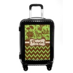 Green & Brown Toile & Chevron Carry On Hard Shell Suitcase (Personalized)