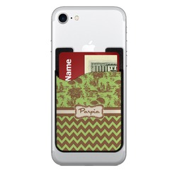 Green & Brown Toile & Chevron 2-in-1 Cell Phone Credit Card Holder & Screen Cleaner (Personalized)