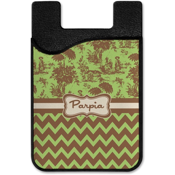 Green & Brown Toile & Chevron Cell Phone Credit Card Holder