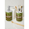 Green & Brown Toile & Chevron Ceramic Bathroom Accessories - LIFESTYLE (toothbrush holder & soap dispenser)