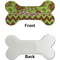 Green & Brown Toile & Chevron Ceramic Flat Ornament - Bone Front & Back Single Print (APPROVAL)