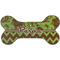 Green & Brown Toile & Chevron Ceramic Flat Ornament - Bone Front