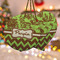 Green & Brown Toile & Chevron Ceramic Flat Ornament - PARENT