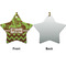Green & Brown Toile & Chevron Ceramic Flat Ornament - Star Front & Back (APPROVAL)