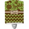 Green & Brown Toile & Chevron Ceramic Night Light (Personalized)