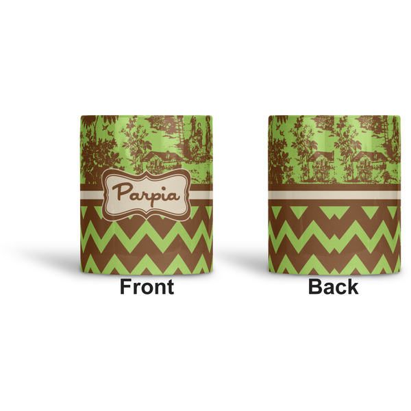 Green & Brown Toile & Chevron Ceramic Pen Holder - Apvl