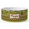 Green & Brown Toile & Chevron Ceramic Dog Bowl - Large (Personalized)