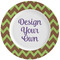 Green & Brown Toile & Chevron Ceramic Dinner Plates (Set of 4) (Personalized)