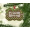 Green & Brown Toile & Chevron Christmas Ornament (On Tree)