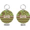 Green & Brown Toile & Chevron Circle Keychain (Front + Back)