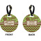 Green & Brown Toile & Chevron Circle Luggage Tag (Front + Back)