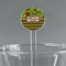 Green & Brown Toile & Chevron 7" Round Plastic Stir Sticks - Clear (Personalized)