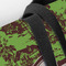 Green & Brown Toile & Chevron Closeup of Tote w/Black Handles