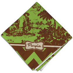 Green & Brown Toile & Chevron Cloth Dinner Napkin - Single w/ Name or Text