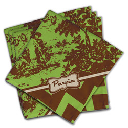 Green & Brown Toile & Chevron Cloth Napkins (Set of 4) (Personalized)