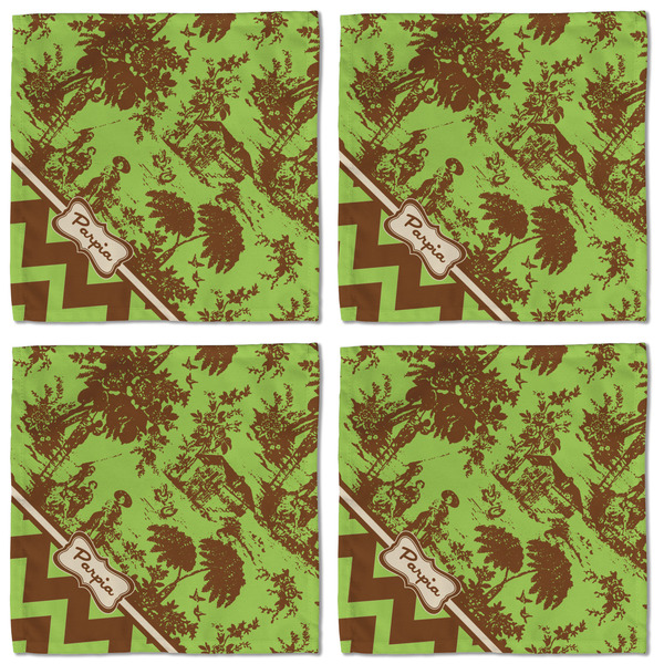 Green & Brown Toile & Chevron Cloth Napkins - Personalized Lunch (APPROVAL) Set of 4