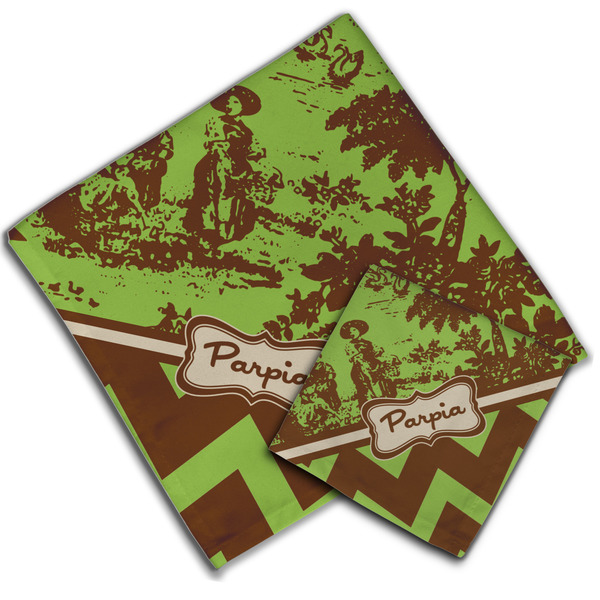 Green & Brown Toile & Chevron Cloth Napkins - Personalized Lunch & Dinner (PARENT MAIN)