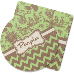 Green & Brown Toile & Chevron Rubber Backed Coaster (Personalized)