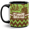 Green & Brown Toile & Chevron Coffee Mug - 11 oz - Full- Black