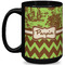 Green & Brown Toile & Chevron Coffee Mug - 15 oz - Black Full