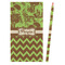 Green & Brown Toile & Chevron Colored Pencils - Front View
