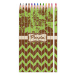 Green & Brown Toile & Chevron Colored Pencils (Personalized)