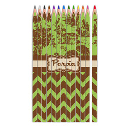 Green & Brown Toile & Chevron Colored Pencils (Personalized)
