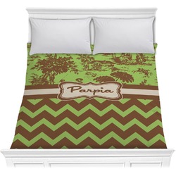 Green & Brown Toile & Chevron Comforter - Full / Queen (Personalized)