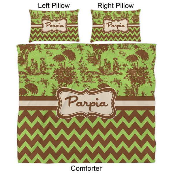 Green & Brown Toile & Chevron Comforter Set - King - Approval