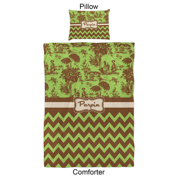 Green & Brown Toile & Chevron Comforter Set - Twin XL - Approval
