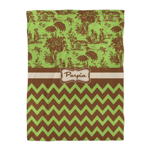 Green & Brown Toile & Chevron Comforter - Twin XL - Front