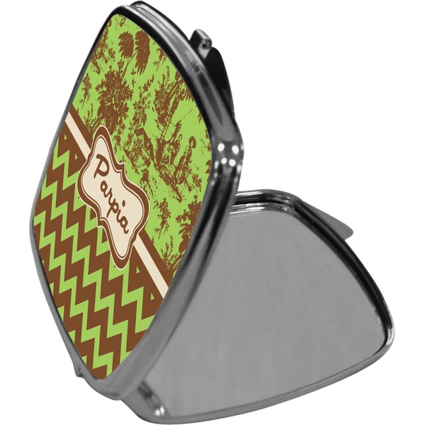 Green & Brown Toile & Chevron Makeup Compact