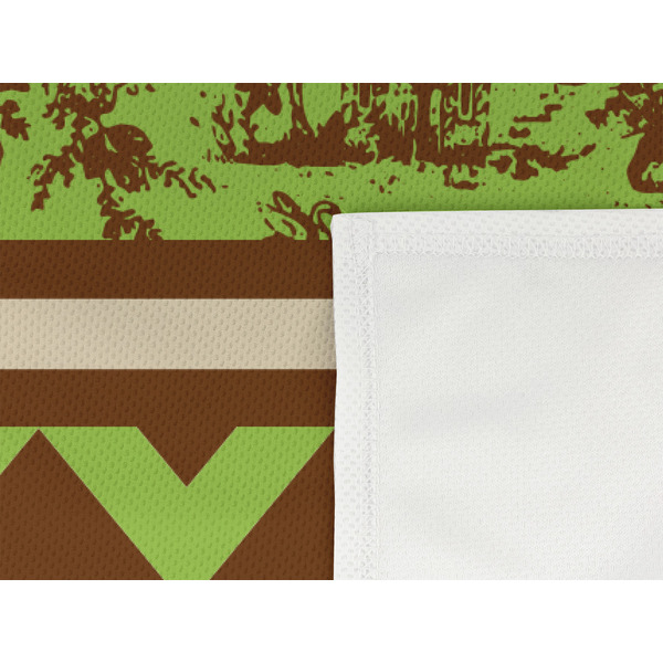 Green & Brown Toile & Chevron Cooling Towel- Detail