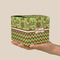 Green & Brown Toile & Chevron Cube Favor Gift Box - On Hand - Scale View