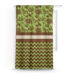 Green & Brown Toile & Chevron Curtain - 50"x84" Panel