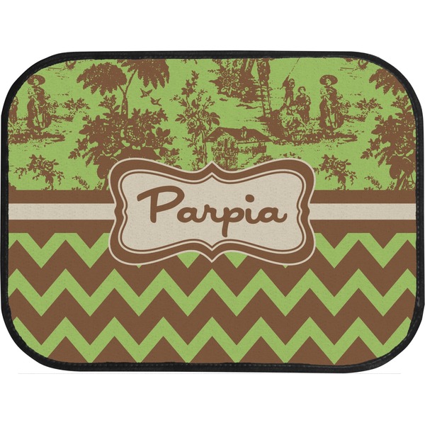 Green & Brown Toile & Chevron Custom Car Floor Mats (Back Seat)
