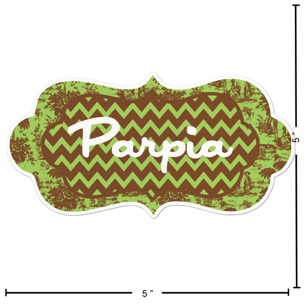 Green & Brown Toile & Chevron Custom Shape Iron On Patches - L - APPROVAL