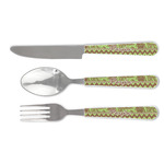 Green & Brown Toile & Chevron Cutlery Set (Personalized)